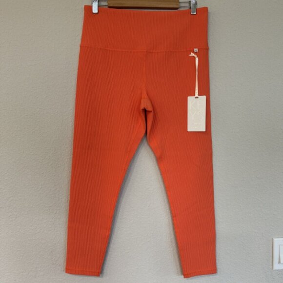 Athleta x Alicia Keys size 1X Jewel Orange Ribbed Elation Tight Leggings‎ NWT - Picture 1 of 14